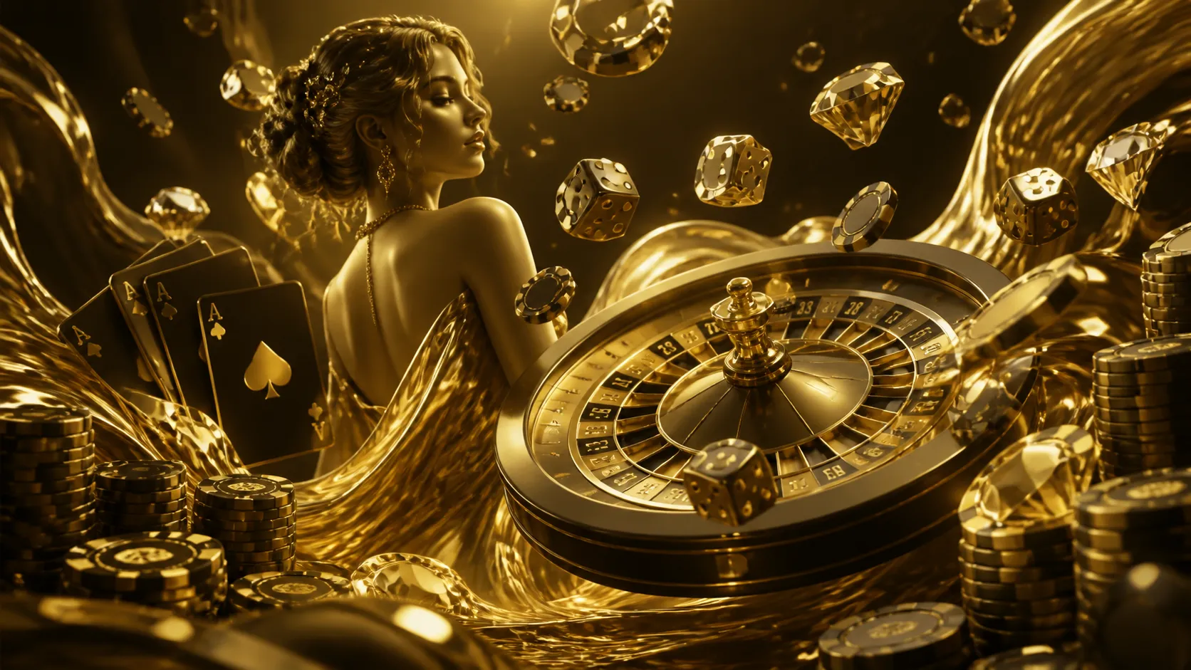 Luxury-themed casino hero banner featuring high-end gaming elements in a sophisticated color palette.